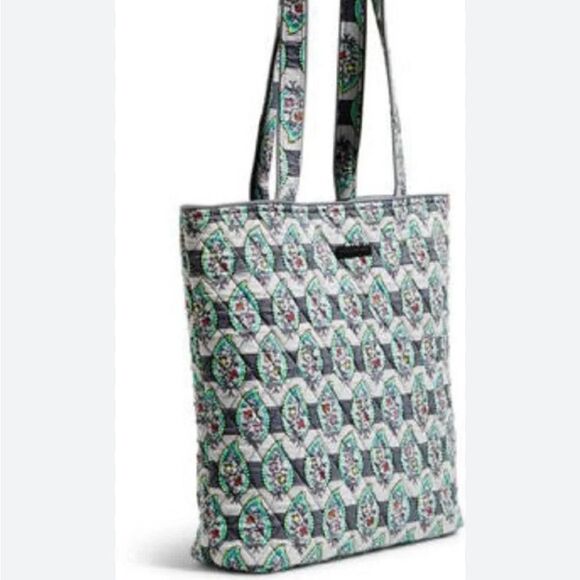 Vera Bradley Paisley Stripes Tote Bag in like new condition- grey and turquoise - Picture 2 of 12